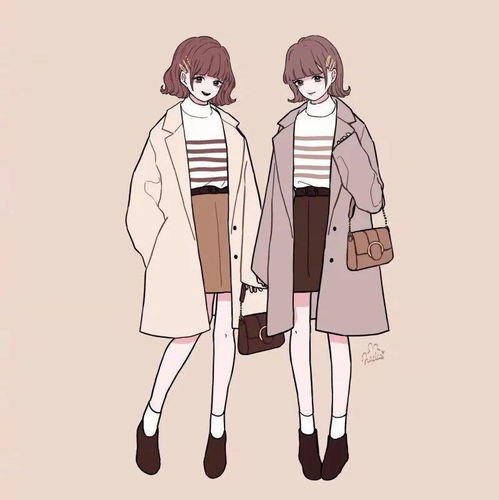 闺蜜日常穿搭配,动漫女孩全身照,