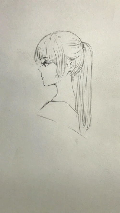 侧脸女生高马尾