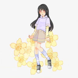 夏日穿搭卡通长发女孩插画图片素材其他格式下载动漫人物大全