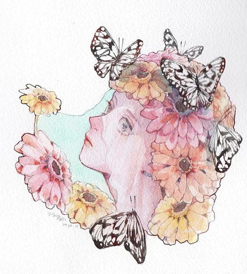 水彩插画仙气满满蝴蝶少女精致插画作品