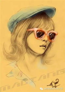 一组漂亮的女生线描肖像