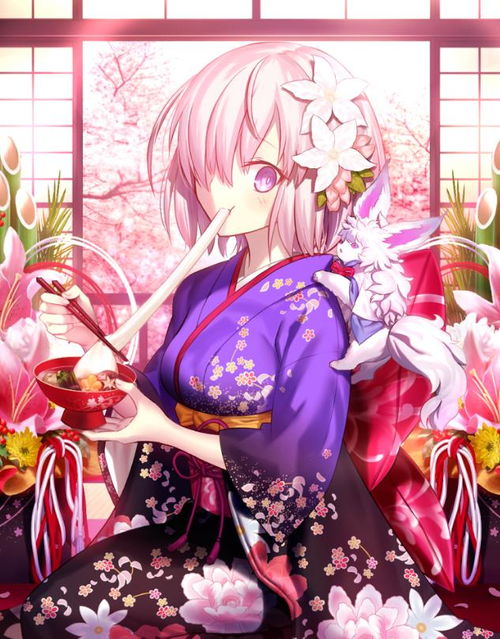 二次元和风美图打扮得体的和服小姑娘,幸福的样子真漂亮