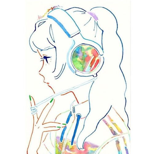 简单线条的少女