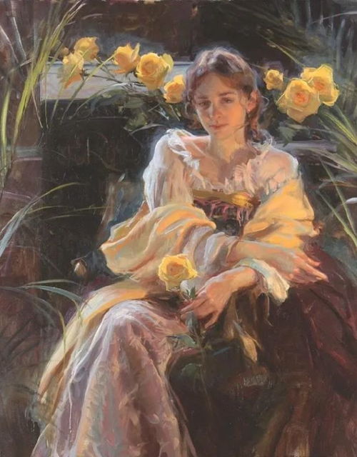 超美的油画女孩,真想多看两眼