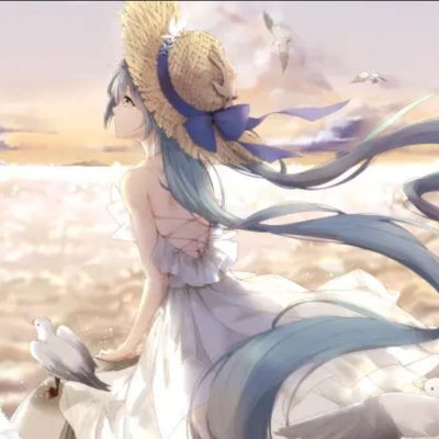 卡通短发女生头像手绘初音未来