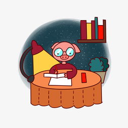 手绘矢量卡通可爱小猪好好学习图片素材其他格式下载动漫人物大全