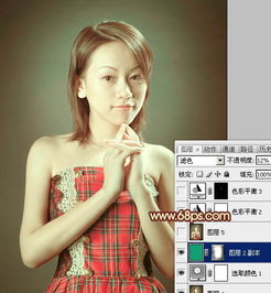 ps调出室内人物柔和甜美的黄绿色