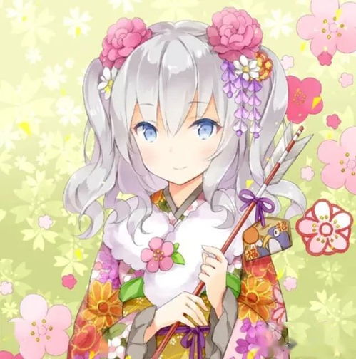 二次元动漫美图欣赏身穿和服,明艳动人的女生,真好看