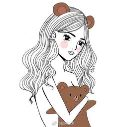 彩绘插画女生头像图片长发