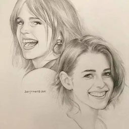他的素描绘画温柔细腻风格清新唯美