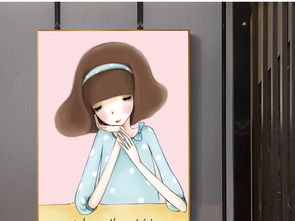 日韩风格唯美女孩手绘女孩装饰画简约插画图片下载小清新装饰画大全现代简约装饰画编号18912552
