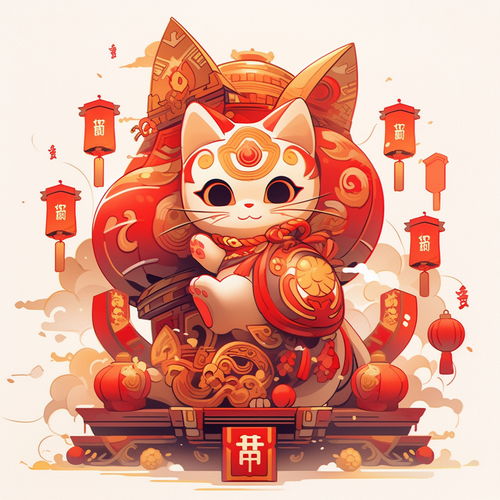 红色喜庆卡通招财猫素材图片海报设计下载请至来源处