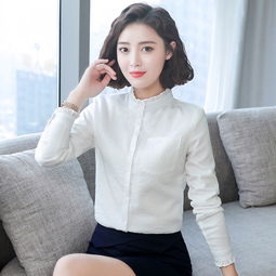图荣春季新款立领长袖衬衫女气质时尚白色打底衫上衣女装跨境专供