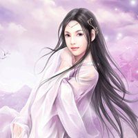 微信头像长发红裙女生侧身古装卡通