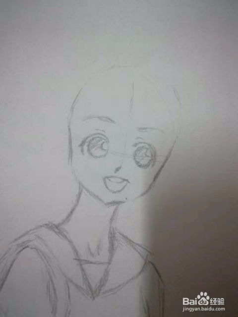动漫女学生手绘插画线稿教程