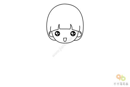 q版人物马尾辫女生简笔画