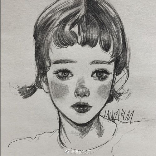 速写少女头像图minarimdrawing