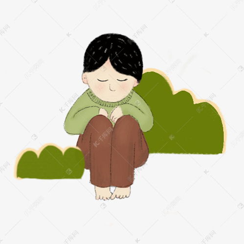 卡通蹲在地上思考的小女孩免抠图素材图片免费下载千库网