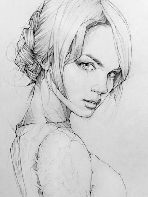 一组细节超棒的女生手绘头像线稿
