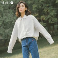 白衬衣女宽松bf风