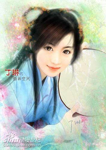卡通古代美女简单点的,我要画画