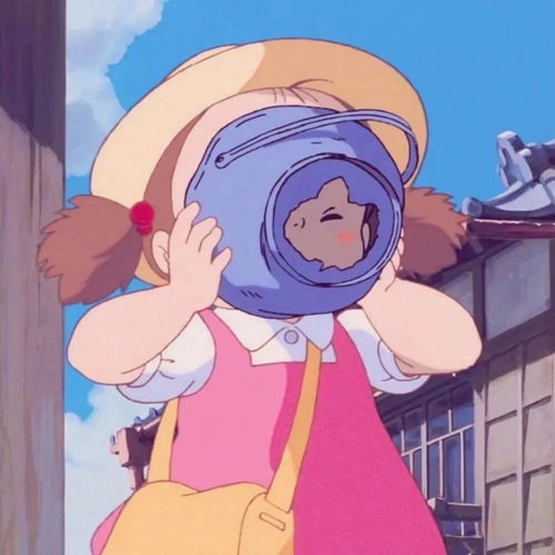 女生和蓝猫的头像动漫