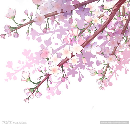樱花花朵枝头夏季海报紫色素材设计图
