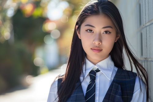 高颜值的校园jk制服美丽女生摄影图下载至来源处