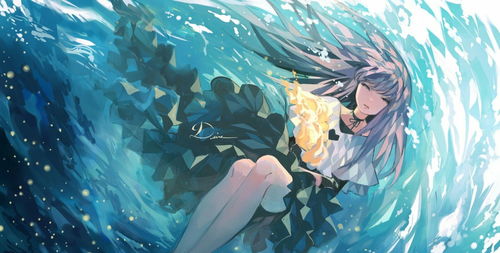 风格浓郁的二次元美少女同人插画,人物就像水晶拼合似的美