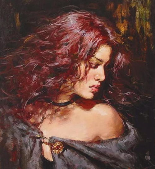 俄罗斯画家画美女,画中女子貌美如花,颜色处理非常的绚丽