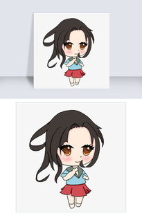 原创手绘q版害羞的女孩png格式图片素材其他格式下载动漫人物大全