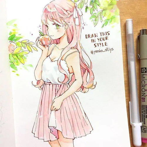 水彩插画小清新风格水彩女孩