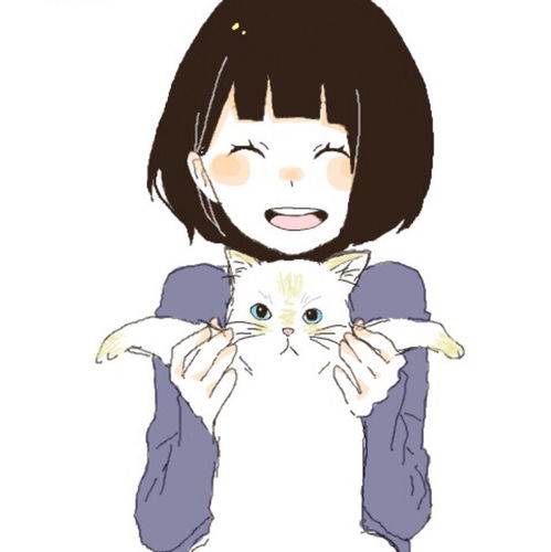 二次元小清新女生头像猫咪短发少女