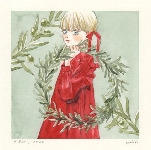 圣诞节主题哦可爱漫画少女手绘素材