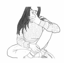 简笔画女孩头像手绘插画