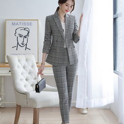 施悦名小西装套装女装秋季2019新款气质格子西服外套职业装时尚两件套潮a