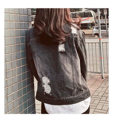 jeanesunp春季bf宽松单排扣polo领甜美纯色短外套街头韩版牛仔外套女