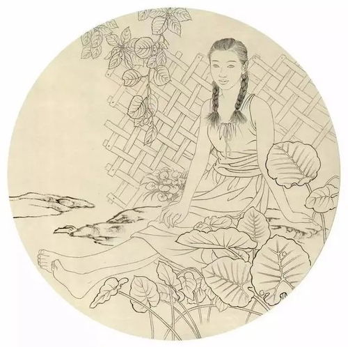 书画联盟丨圆面白描画稿