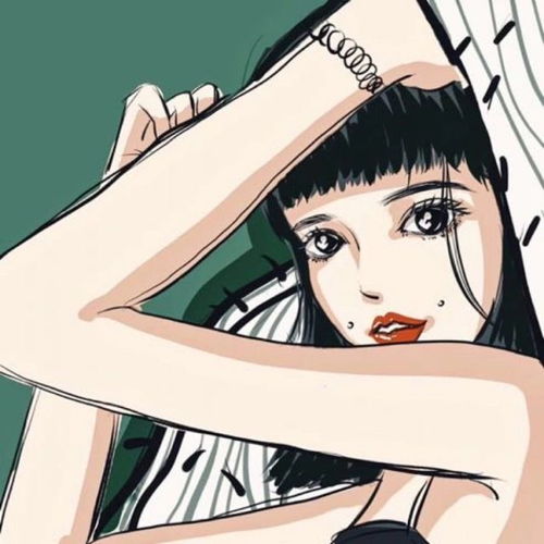 手绘插画小清新头像女素描头像