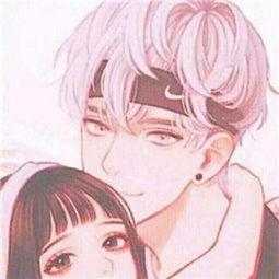 短发女孩搂着男的情头卡通的