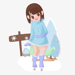 手绘冬季滑冰小女孩插画图片素材其他格式下载动漫人物大全
