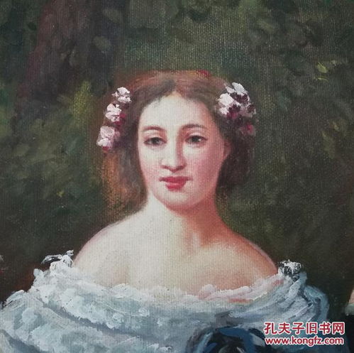 画工精美漂亮的西洋美女大型旧油画