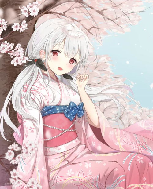 二次元和风美图打扮得体的和服小姑娘,幸福的样子真漂亮