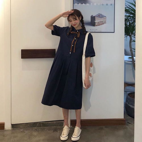 夏季新款韩版少女系带连衣裙女学生宽松百搭显瘦休闲中长款a字裙