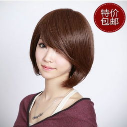 假发短发女生蓬松斜刘海bobo头修脸实拍波波头梨花头jiaf