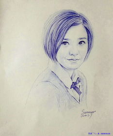 素描速写夏敏玄圆珠笔肖像画欣赏