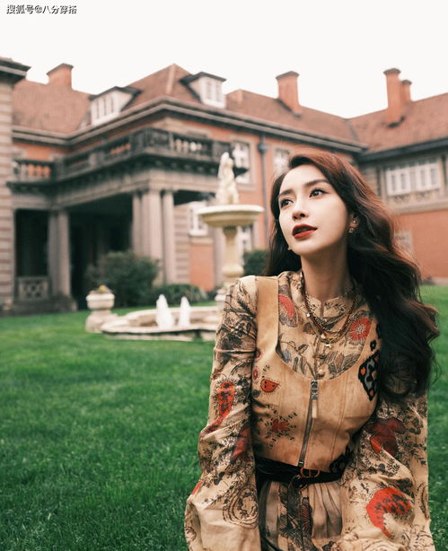 angelababy到底有多美一袭印花连衣裙复古高贵,美得像个小公主