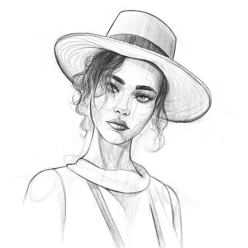 精美素描头像,意大利画家尤苏波夫