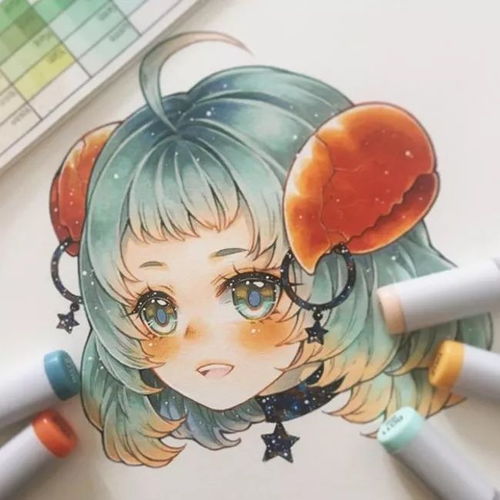 插画风格的马克笔手绘美女头像,真的美哭了