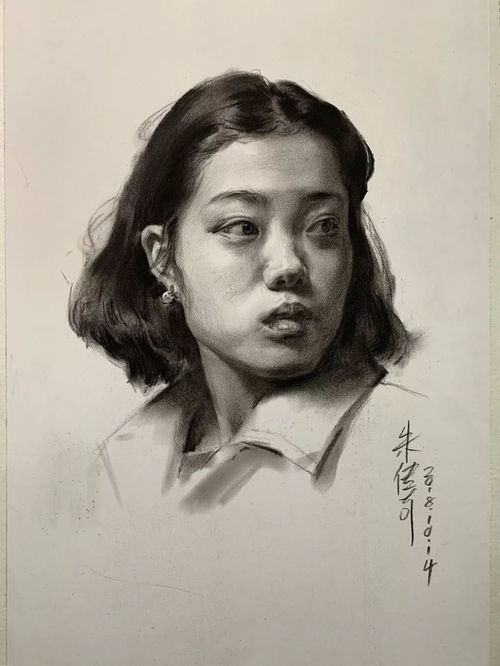 教你画有扭头动态的短发女青年素描头像视频教学